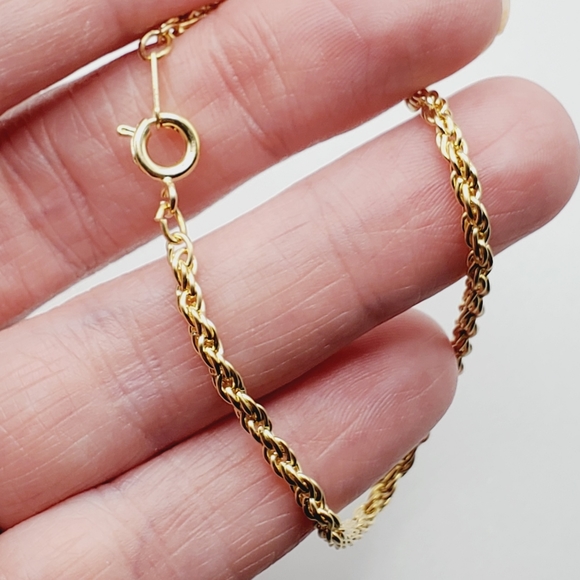 Gold filled rope chain bracelet new 7.5" long - Picture 2 of 10